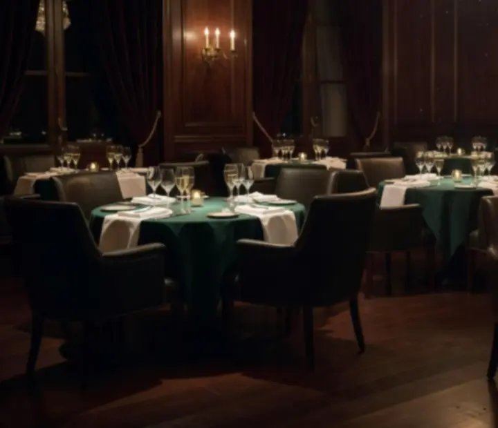 Privátní restaurace připravená pro společenský pokerový večer